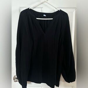 Old Navy Black Long Sleeve V-Neck Cotton Top XL